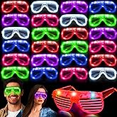 30 Pack LED Glasses Glow in The Dark Party Supplies Glow Sticks Glasses Party Favors Rave Neon Shutter Shades Light Up Glasses Sunglasses Party Favors for Kids/Adults Valentines Day Birthday Wedding