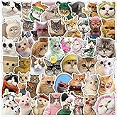 103PCS Funny Holographic Vinyl Cat Meme Stickers, Waterproof Cute Hilarious Decals for Water Bottle, Phone, Kindle, Laptop, Journal, Scrapbook, Skateboard, Bumper, Gift for Cat Lover Adult