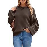 Arach&Cloz Women Wool Bend Soft Warm Fuzzy Loose Fit Fall Sweater 2025