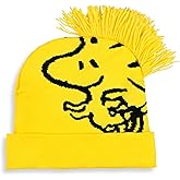 Peanuts Woodstock Beanie 3D Hair Character Cuffed Pom Beanie Hat Cap Yellow
