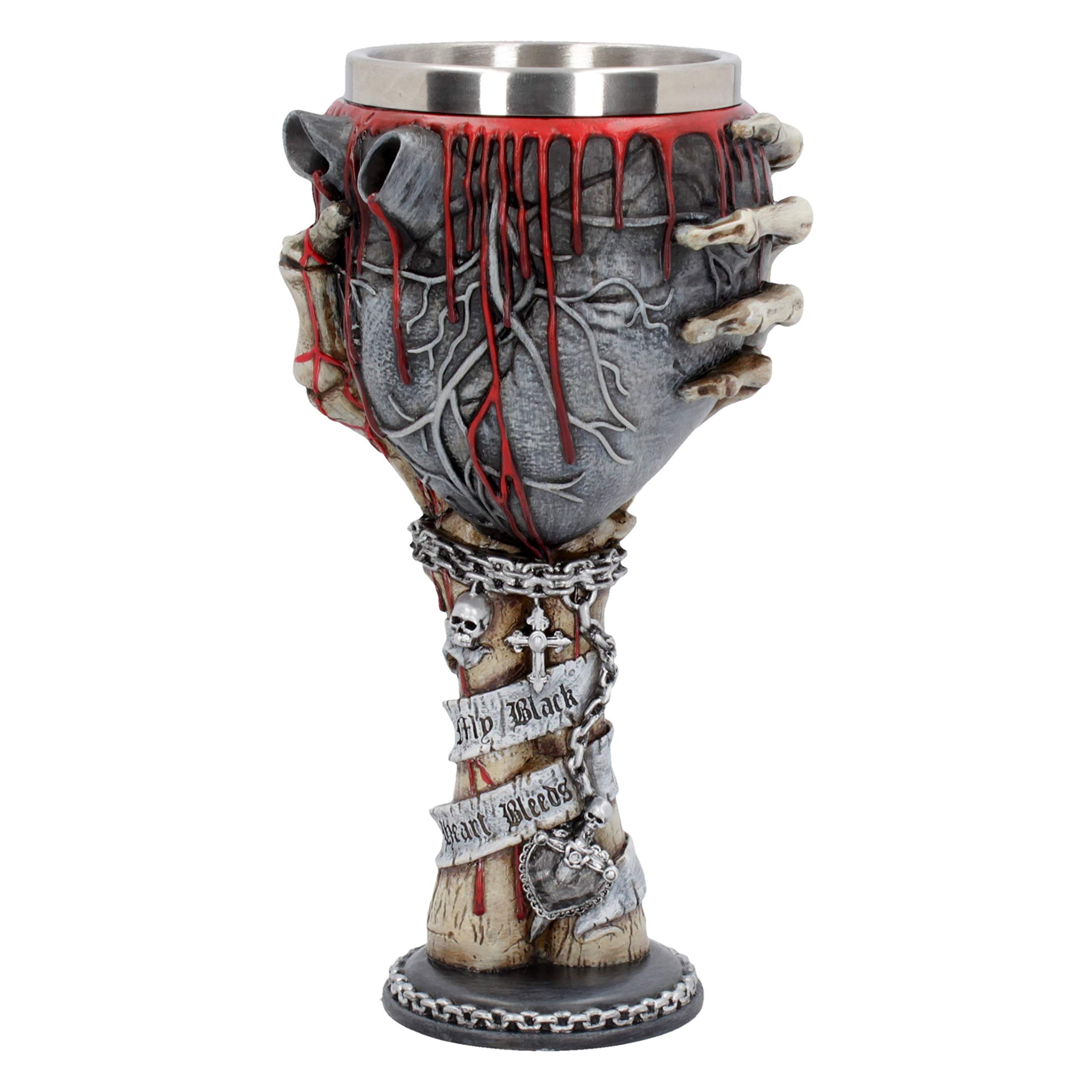 Nemesis Now B4726P9 Black Heart Bleeds Goblet 18cm, Resin w. Stainless Steel
