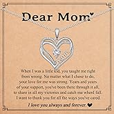 GULICX Mom Birthday Gifts, Christmas Stocking Stuffers Mothers Day Gifts for Mom from Daughter Son, Love Heart Mothers Necklace Jewelry Present for Women Wedding with Message Card