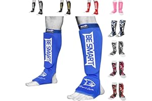 BESMART Be Smart Kids, Adults, Youth, Men and Women Muay Thai MMA Kickboxing Shin Guards, Instep Guard Training, Sparring Protective Gear Equipment Shin Kick Pads
