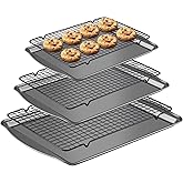 Hunnycook Baking Sheet with Rack Set - 3 Baking Sheets + 3 Cooling Racks, Carbon Steel Cookie Sheets & Cooling Racks in Multiple Sizes, Thickened & Warp-Resistant, Dishwasher Safe
