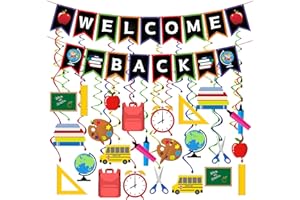 MISS FANTASY Back to School Decorations Welcome Back Decorations Welcome Back to school Banner Hanging Swirl Decor for Kids First Day of Classroom Supplies Favors