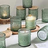 DARJEN 10 Pack Green Candle Jars for Making Candles- 7.5 OZ Empty Glass Candle Making Jars with Bamboo Lids and Labels, Candle Containers Candle Making Jars for DIY Gifts