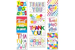 KiDEPOCH Colorful Thank You Cards 30 Pack Thank You Cards bulk 4 × 6 Inch Thank You Cards with Envelopes for Birthday, Valent