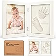 Personalized Baby Hand and Footprint Kit, Quick Dry Clay - Newborn Keepsake Feet and Handprint Kit, Nursery Picture Frame, New Mom Gifts for Baby Showers & Registry (Alpine White)