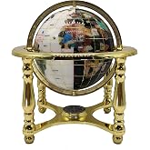 Unique Art 10-Inch Tall Table Top Day and Night Ocean Gemstone World Globe with Gold Stand (DAY N NITE)