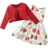 Bkixhv Toddler Baby Girls Spring Dress + Cardigan 2Pieces Outfits Floral Patterned Sundress Solid Long Sleeve Shrug Set