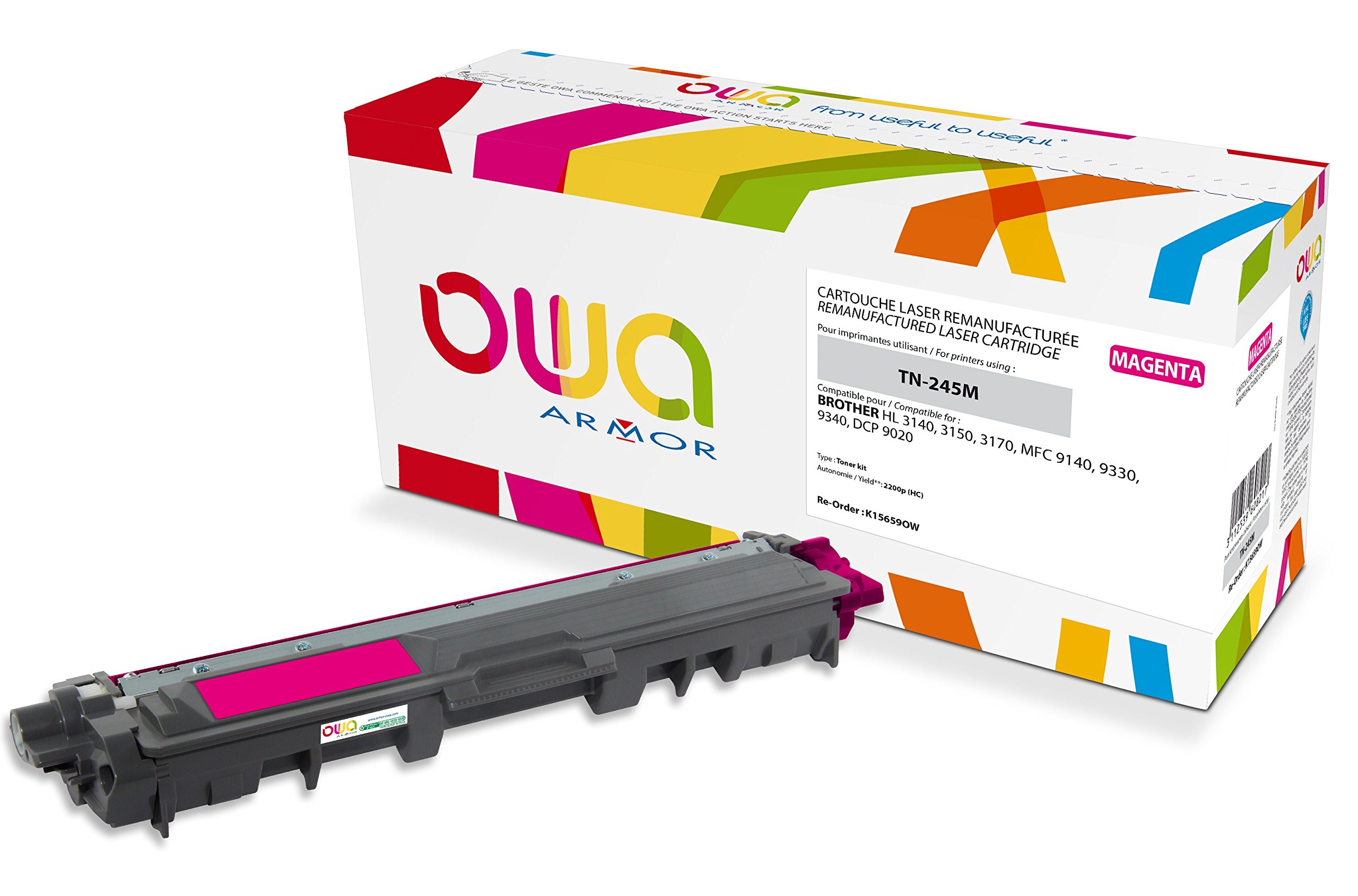 Armor TN-245M/TN-246M Remanufactured Laser Toner Compatible with Brother DCP Printer Magenta