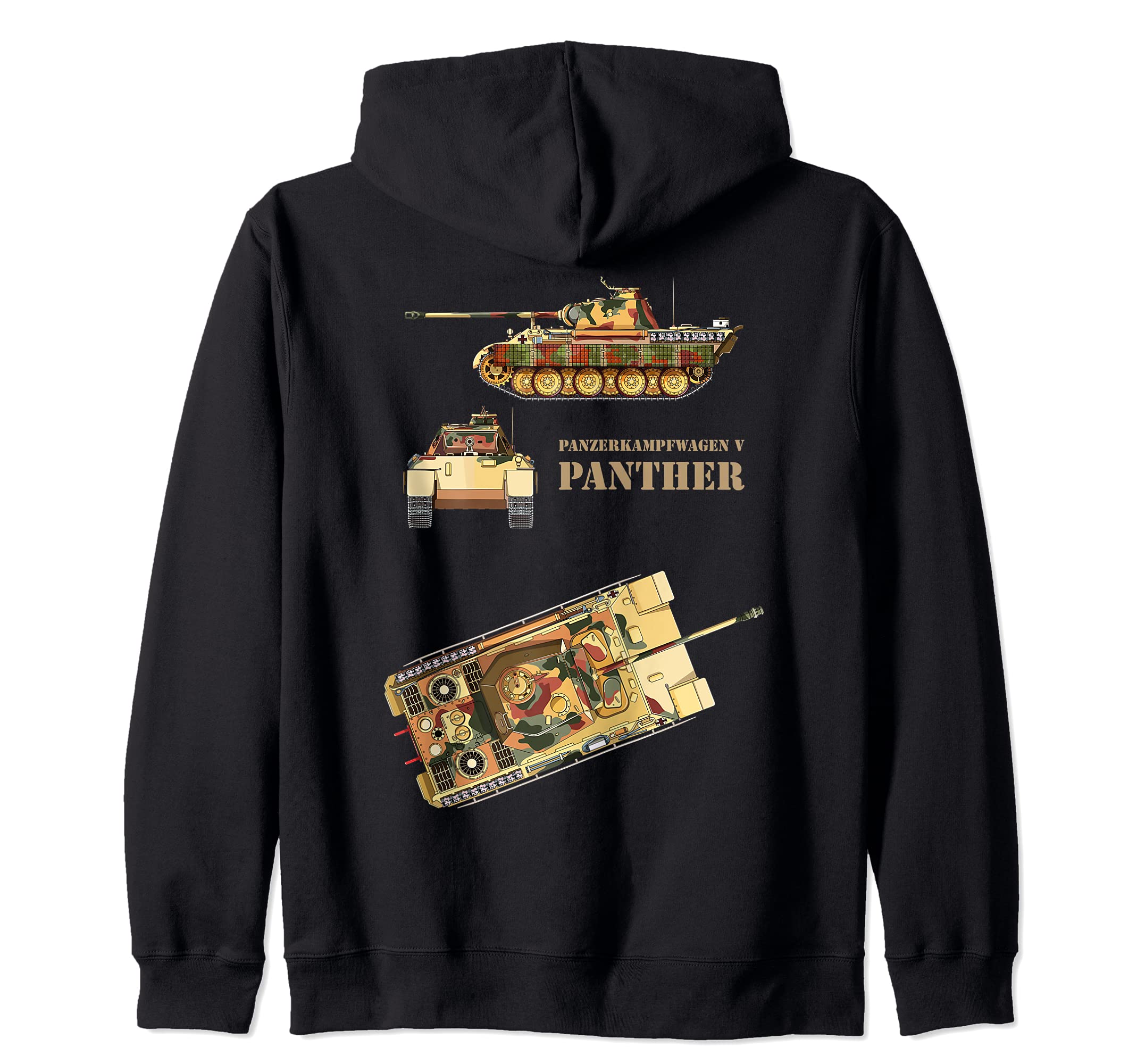 Panzer V Panther Tank WW2 German Panzerkampfwagen 5 Diagram Zip Hoodie