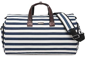Modoker Carry on Garment Bags for Travel, Convertible Garment Duffel Bag with Shoulder Strap for Men Women- 2 in 1 Hanging Suitcase Suit Travel Bags Blue White Striped