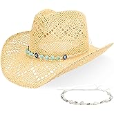 Women's Western Cowgirl Hat Men's Cowboy Hat Straw Cowboy Hat Woven Sun Hat Western HatUnique Two Decorative Bands