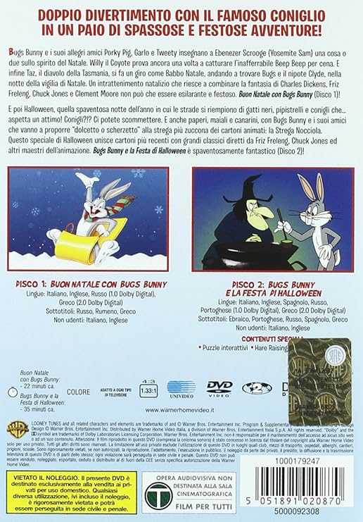 Buon Natale In 5 Lingue.Looney Tunes Buon Natale Con Bugs Bunny La Festa Di Halloween 2 Dvd By Amazon Co Uk Music