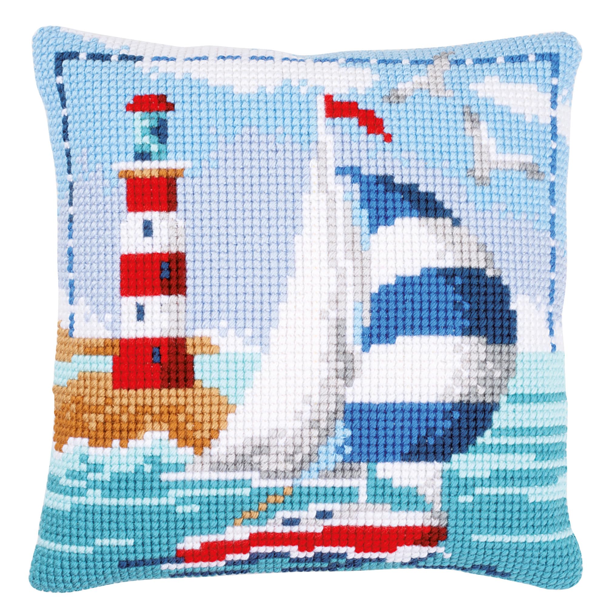 Vervaco Cross Stitch Kit: Cushion: Lighthouse, Cotton, NA, 40 x 40cm / 16 x 16
