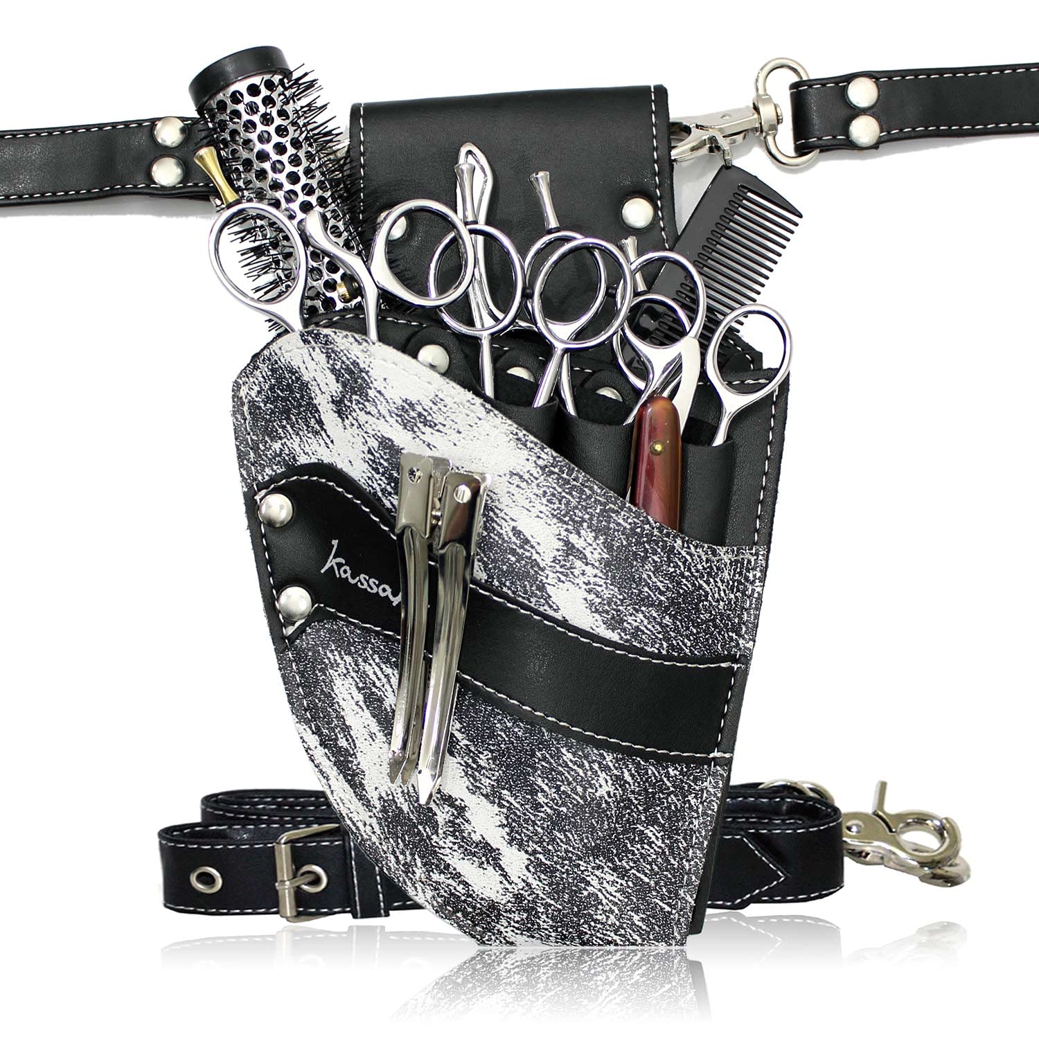 Hairdressing Scissor Pouch by Kassaki Grey Cowhide Look Tool Belt Bag Limited Edition