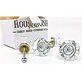 Rousso's Reproductions Knob Pulls 0500-AB4: Clear Glass Knobs on Antique Brass for Bifold/Cabinet/Wardrobe 1-3/8 inch (4 Pack)