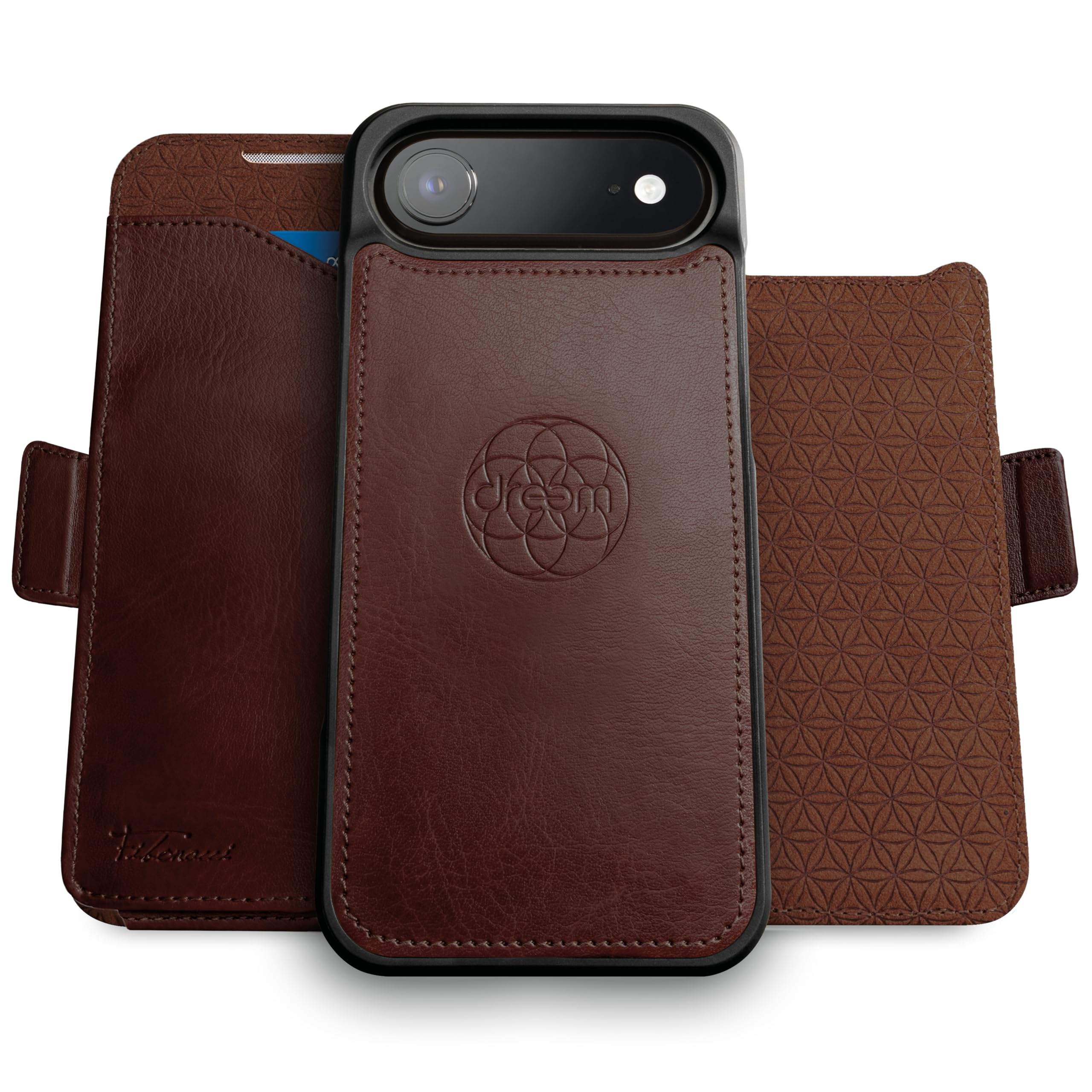 Dreem for iPhone Air Case Wallet, Revolutionary Phone Stand, Vegan Leather, MagSafe-Fit, Magnetic Detachable Flip Cover, RFID Blocking Card Holder, Gift-Box [Fibonacci:Coffee] Image