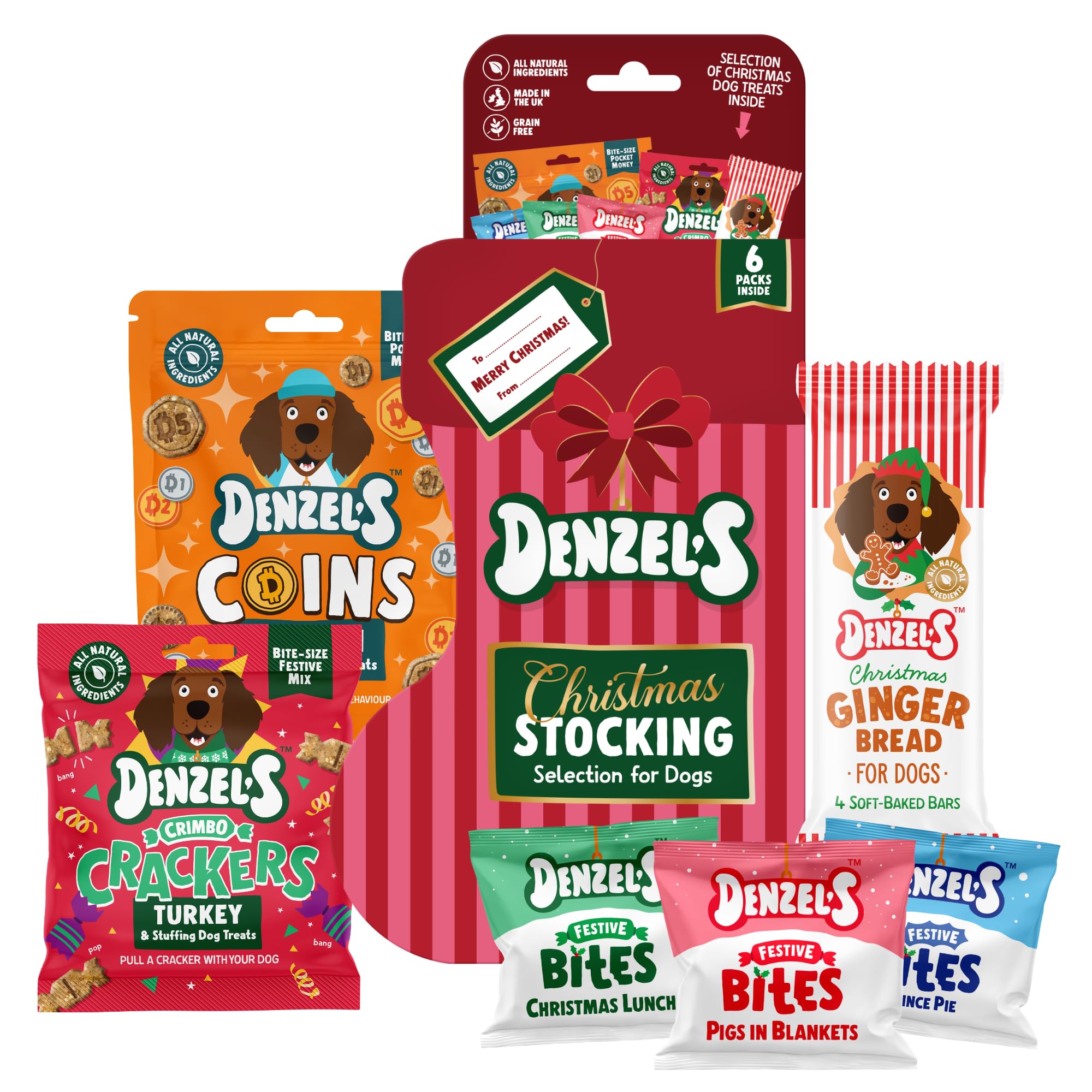 Denzel's Christmas Dog Treats - Stocking Selection Box (214g)