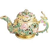 QIFU Hand Painted Teapot Style Enameled Trinket Box Hinged Unique Gift for Home Decor …