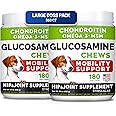 Glucosamine for Large Dogs - Joint Supplement Large Breed w/ Omega-3 Fish Oil - Chondroitin, MSM - Advanced Mobility Chews - Joint Pain Relief - Hip & Joint Care - Chicken Flavor - 360Ct - Made in USA
