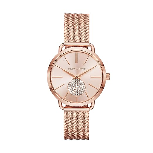 Analogue Women's Watch (Gold Dial Rose Gold Colored Strap)