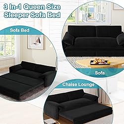 Lyngins Queen Size Sleeper Sofa Bed, 3 in 1
