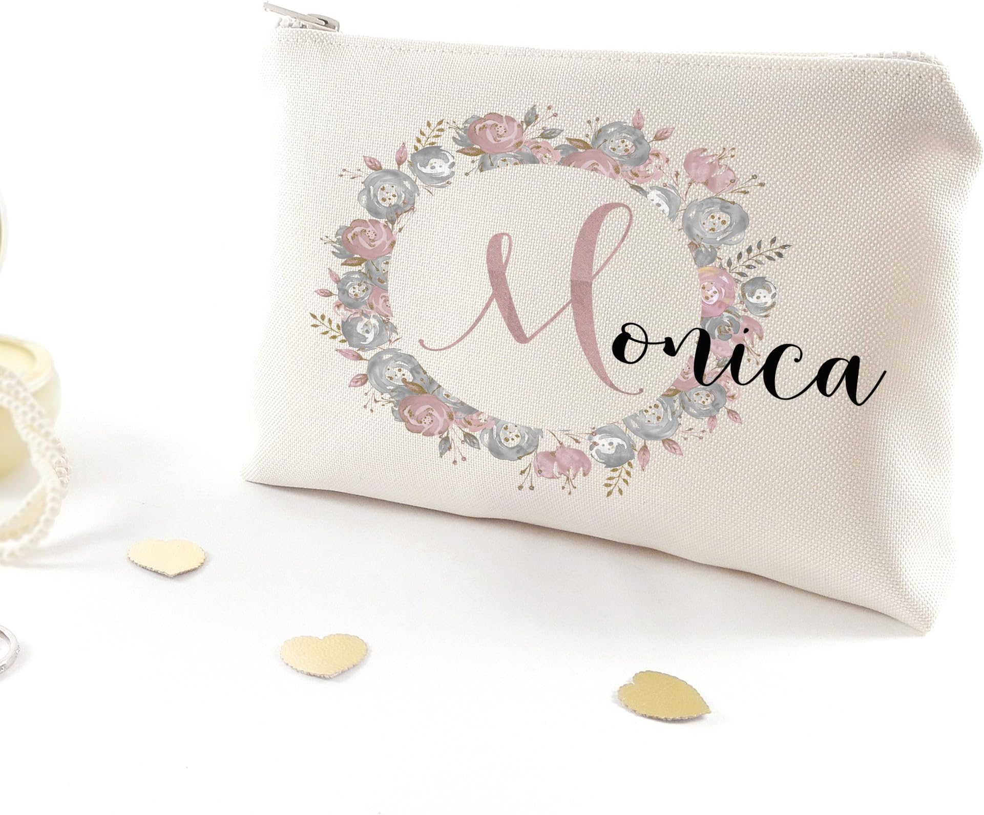 Personalized bridesmaid cosmetic bag - Customized bachelorette party gift