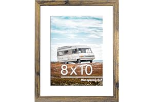 PEALSN 8x10 Picture Frame, Display Pictures 5 x 7 with Mat or 8 x 10 Without Mat for Wall Mounting Display, Photo Frames, Brown.