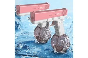 NICEYLOTOS Water Gun - Electric Water Gun with 32 Ft Long Range, High Pressure Squirt Guns, High Capacity Water Blaster and Water Guns for Adults and Kids (Pack of 2 Pink V.1)