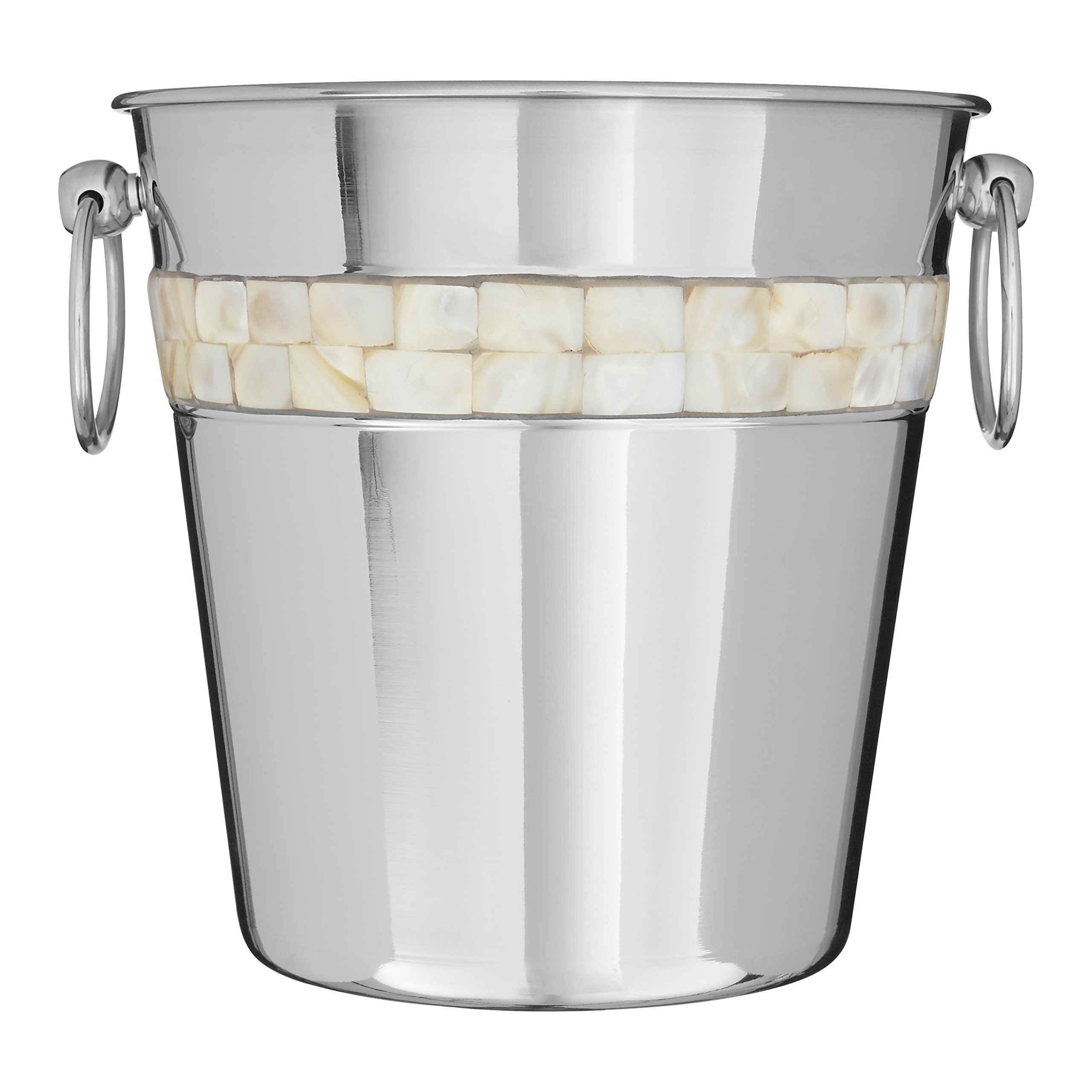 Premier Housewares Champagne Bucket with Mother of Pearl Inlay Design, Silver, 21 x 21 x 21 cm