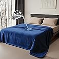 Bedding Aid Queen Size Waterproof Blanket for Love & Connection, Spill-Proof Cozy Flannel Splash Blanket for Couples (Navy Blue & Abyss Green, 80x90)