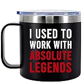 I Used To Work With Absolute Legend Going Away Gift For Coworker Retirement Gifts For Grandpa Grandma Dad Mom From Son Daughter Insulated Coffee Cup 14oz With Handle And Lid Travel Mugs - Black