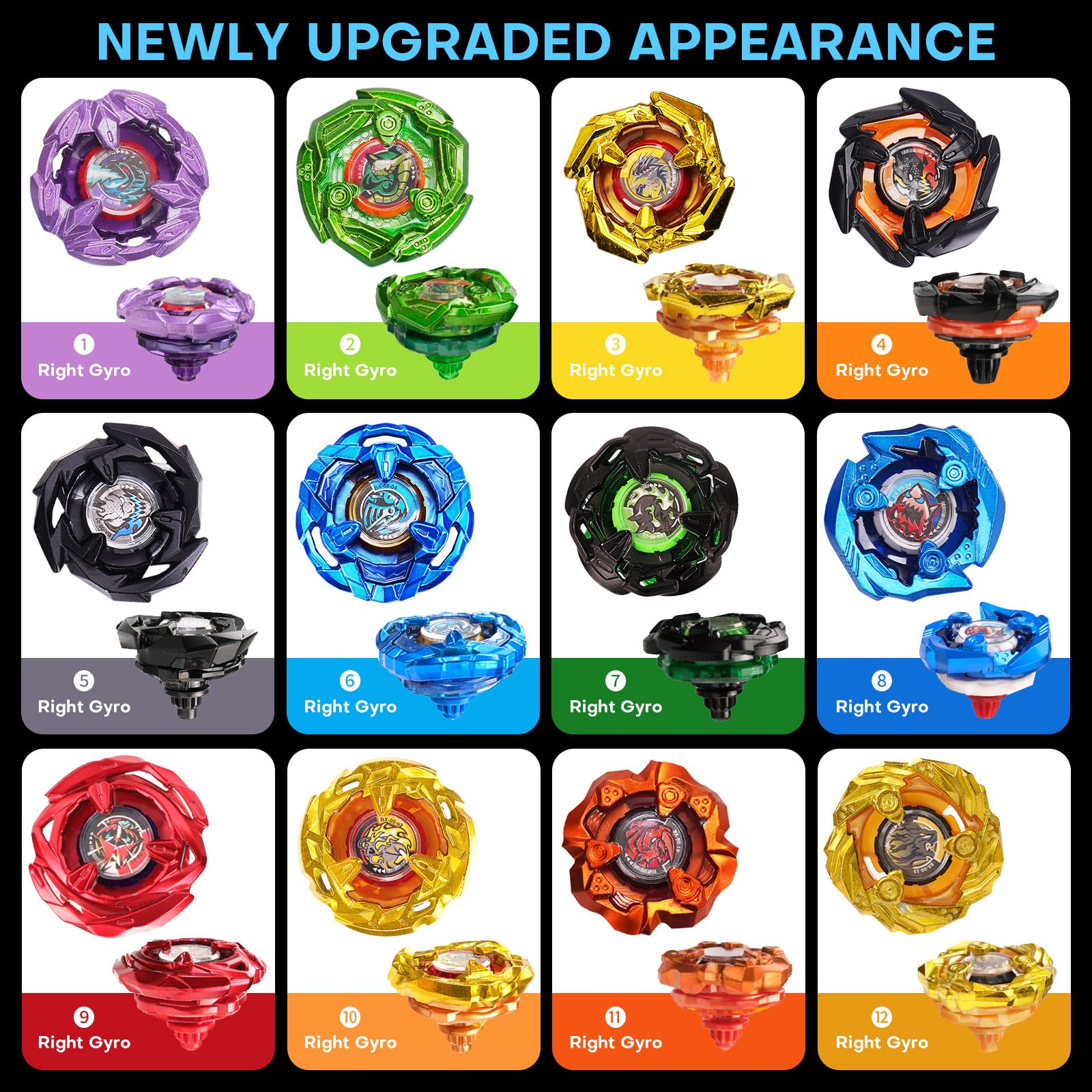 Gyro X Battling Blade Set, 12 Spinning Tops, 3 Launchers and 1 Grip with Storage Box, Kids Toys Birthday Gift Ideal for 6+ Years Old Boys