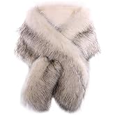 KAMA BRIDAL Women Long Faux Fur Shawl Bridal Stole Cover Up Winter Soft Bolero Scarf