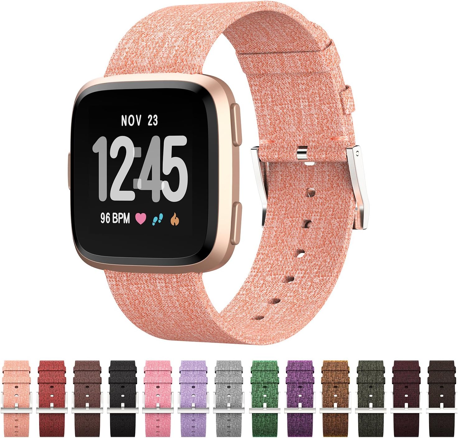 GeekSpark Compatible for Fitbit Versa Bands, Woven Fabric Quick Replacement Accessories Wristbands with Classic Square Stainless Steel Clasp for Fitbit Versa Smartwatch