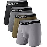 DAVID ARCHY Men's Underwear Breathable Rayon Made from Bamboo Boxer Briefs for Men 4 Pack with Fly