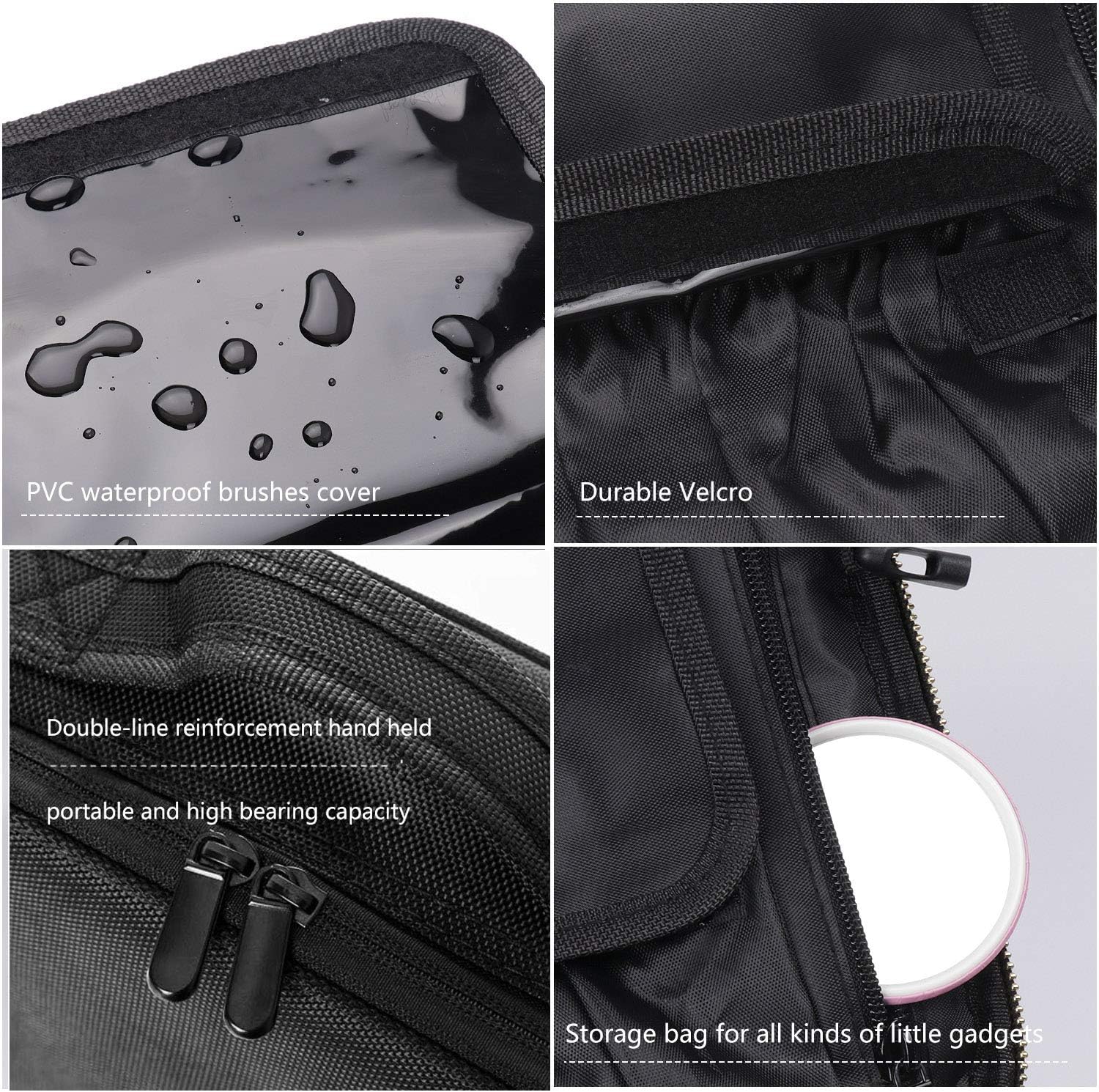 Bvser Travel Makeup Case, Cosmetic Train Case Organizer Portable Artist Storage Makeup Bag with Adjustable Dividers for Cosmetics Makeup Brushes Toiletry Jewelry Digital Accessories - Black