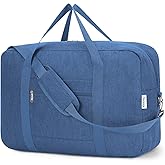Carry on luaggage 22x14x9 Airlines Approved Foldable Carry on Bag Travel Duffel Packable Duffle Overnight for Women and Men 40L (Navy Blue)