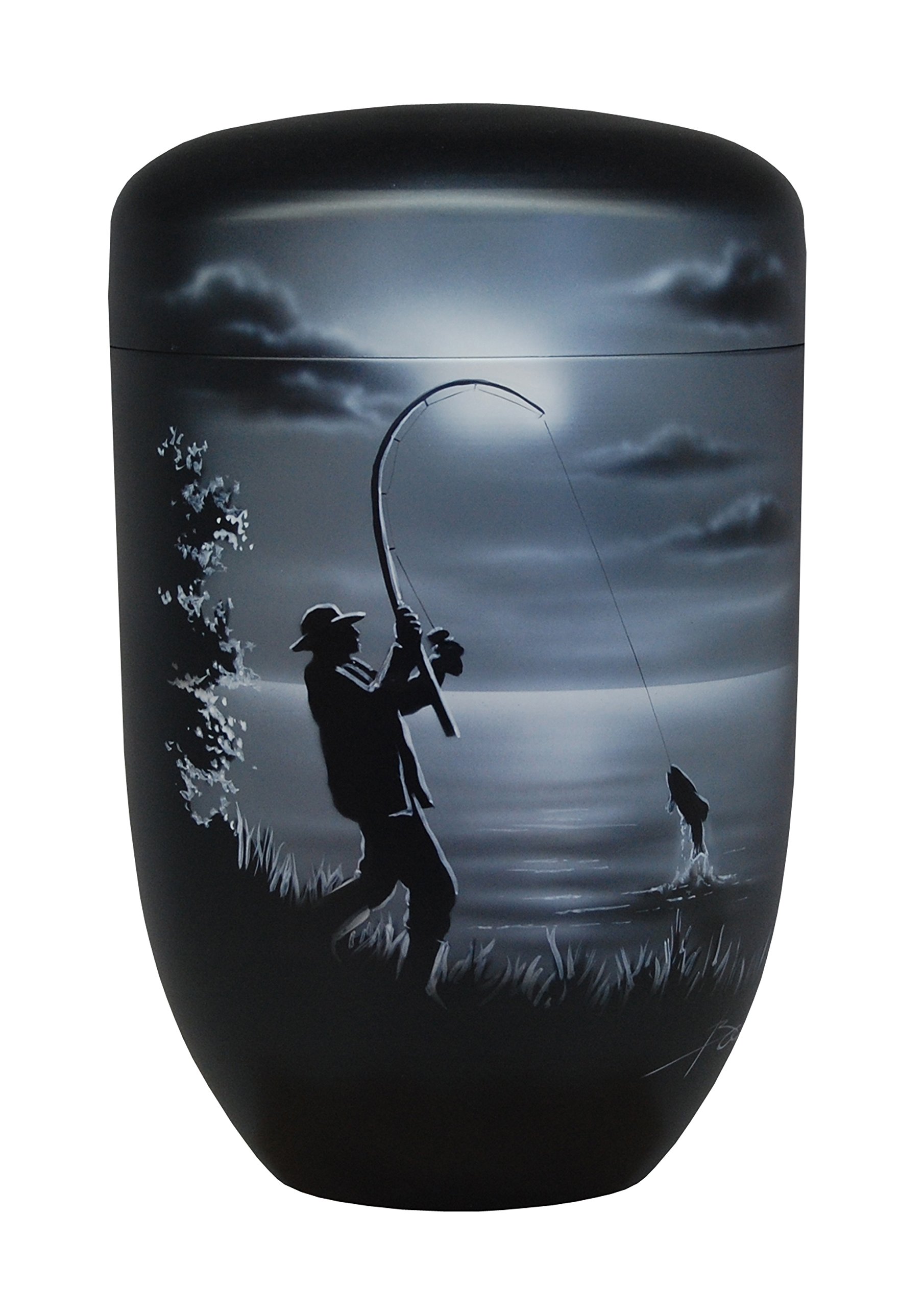 Urns UK Cremation Ashes Metal Urn SteelGrays Fishing, Grey, 19 x 19 x