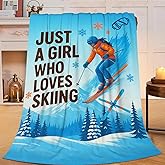 Skiing Fleece Blanket Sports Ski Throw Blankets for Girls Women Super Soft Warm Flannel Throws Gifts for Kids Adults Cozy Fuzzy Plush Stuffed Couch Bed Bedding Decor 50"X40"