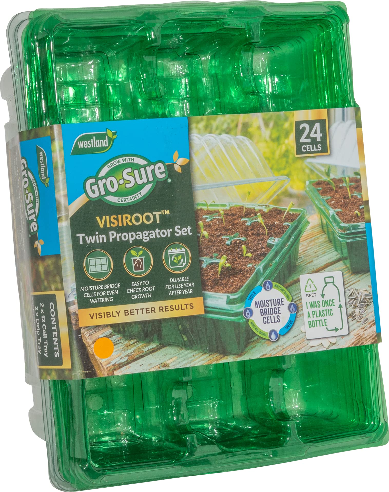 Gro-Sure 70200227 Visiroot twin Propagator Set kit, Green