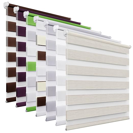 title=OUBO Tenda a Rullo Giorno e Notte Tenda doppia Klemmfix Beige 45 x 150 cm Duo