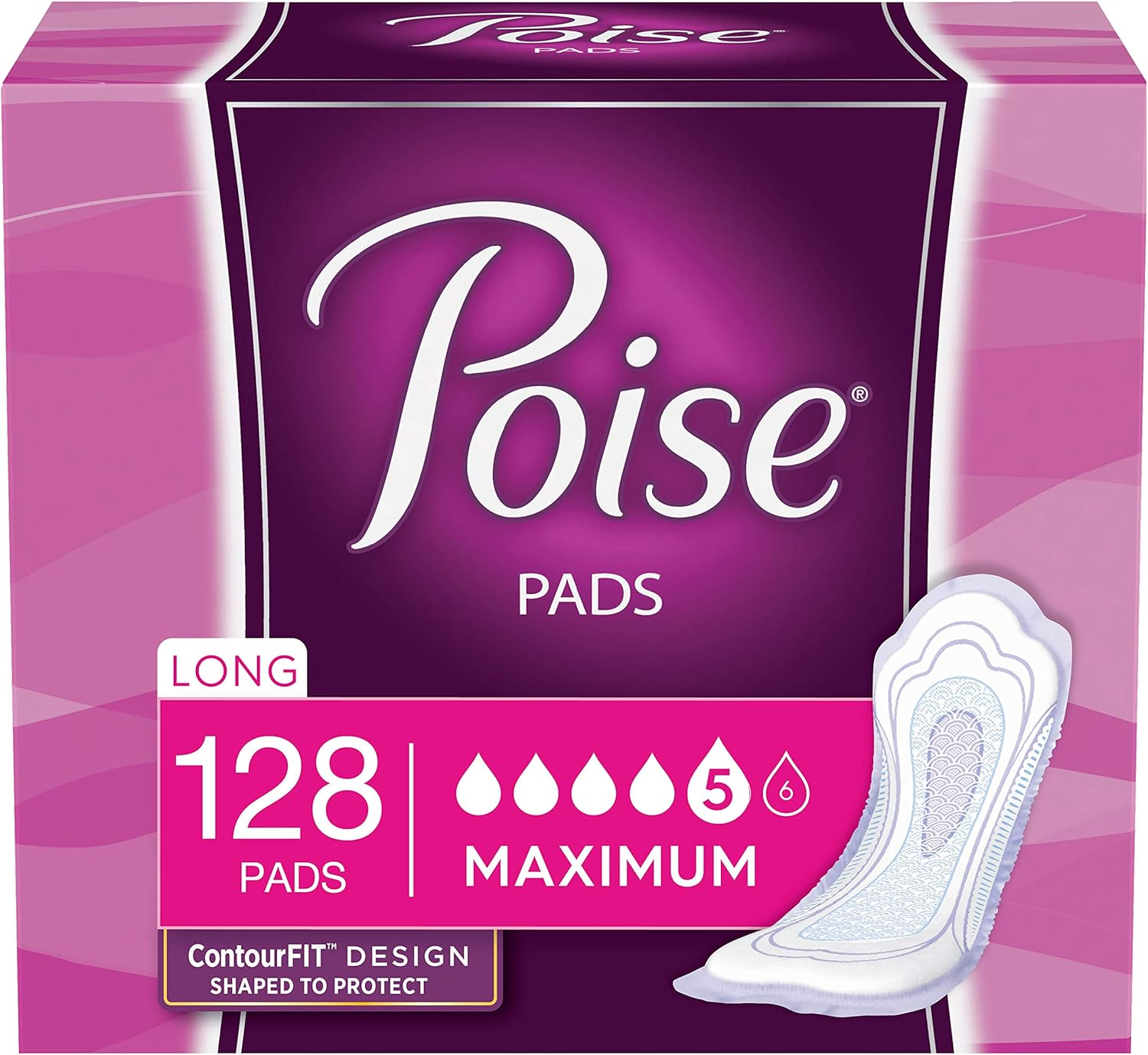 Poise Incontinence Pads, Maximum Absorbency, Long, 84 Count (2 Packs of 42) (Packaging May Vary): Health & Personal Care