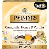 Twinings Camomile, Honey &amp; Vanilla Herbal Tea Individually Wrapped Bags, 100 Count (Pack of 1), Naturally Caffeine-Free, Enjoy Hot or Iced, 100 Teabags