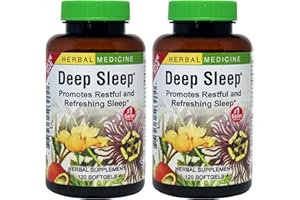 Herbs Etc. Deep Sleep Softgels - Herbal Sleep Support Supplement - Rest & Calming Support with Passionflower, Chamomile & Lemon Balm - 120 Softgels (120 Servings) - 2 Pack