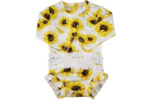 uideazone Baby/Toddler Girls Rash Guard Swimsuit Long Sleeve One Piece Swimwear UPF 50+ Sun Protection 0-24 Months