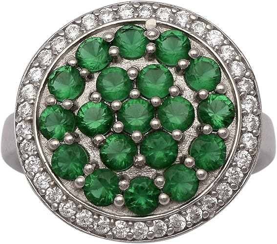 Amazon Co Jp 925スターリングソリッドシルバーダブルハローリング エンゲージメントブライダルcz シルバーエンゲージメントリング ハロー Czリング ウェディングハローリング エメラルドリング グリーンセンターストーンリング 17 ジュエリー