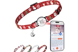 ilFindYou Christmas Cat Collar Breakaway with Bells, Xmas Patterns Kitten Collar with Qr Code Cat Tag Red Snowflake
